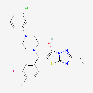 molecular formula C23H22ClF2N5OS B2505079 5-((4-(3-Chlorophenyl)piperazin-1-yl)(3,4-difluorophenyl)methyl)-2-ethylthiazolo[3,2-b][1,2,4]triazol-6-ol CAS No. 886914-41-6