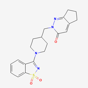 molecular formula C20H22N4O3S B2505081 3-[4-({3-oxo-2H,3H,5H,6H,7H-cyclopenta[c]pyridazin-2-yl}methyl)piperidin-1-yl]-1lambda6,2-benzothiazole-1,1-dione CAS No. 2097925-52-3