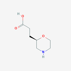 molecular formula C7H13NO3 B2505083 (R)-3-(Morpholin-2-yl)propanoic acid CAS No. 1793128-24-1
