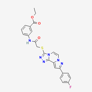 Ethyl 3-(2-((9-(4-fluorophenyl)pyrazolo[1,5-a][1,2,4]triazolo[3,4-c]pyrazin-3-yl)thio)acetamido)benzoate