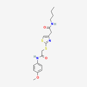 molecular formula C18H23N3O3S2 B2505110 N-butyl-2-(2-((2-((4-methoxyphenyl)amino)-2-oxoethyl)thio)thiazol-4-yl)acetamide CAS No. 941938-03-0