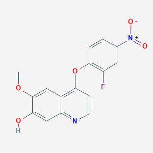 molecular formula C16H11FN2O5 B2505121 4-(2-Fluoro-4-nitrophenoxy)-7-hydroxy-6-methoxyquinoline CAS No. 479690-08-9