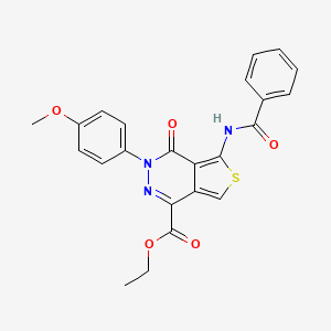 molecular formula C23H19N3O5S B2505125 5-苯甲酰胺基-3-(4-甲氧基苯基)-4-氧代噻吩并[3,4-d]哒嗪-1-羧酸乙酯 CAS No. 851951-73-0