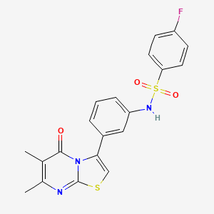 N-(3-(6,7-dimethyl-5-oxo-5H-thiazolo[3,2-a]pyrimidin-3-yl)phenyl)-4-fluorobenzenesulfonamide
