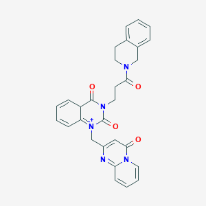 3-[3-(3,4-dihydro-1H-isoquinolin-2-yl)-3-oxopropyl]-1-[(4-oxopyrido[1,2-a]pyrimidin-2-yl)methyl]-4aH-quinazolin-1-ium-2,4-dione
