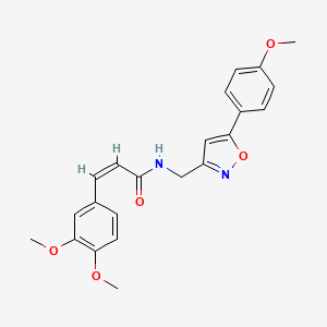 molecular formula C22H22N2O5 B2505170 (Z)-3-(3,4-dimethoxyphenyl)-N-((5-(4-methoxyphenyl)isoxazol-3-yl)methyl)acrylamide CAS No. 952969-52-7