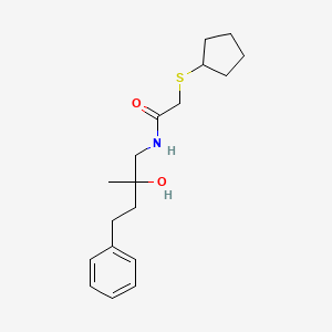 molecular formula C18H27NO2S B2505174 2-(cyclopentylthio)-N-(2-hydroxy-2-methyl-4-phenylbutyl)acetamide CAS No. 1448057-13-3