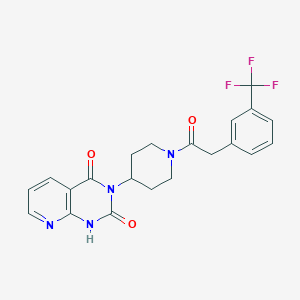 molecular formula C21H19F3N4O3 B2505185 3-(1-(2-(3-(trifluoromethyl)phenyl)acetyl)piperidin-4-yl)pyrido[2,3-d]pyrimidine-2,4(1H,3H)-dione CAS No. 2034531-39-8