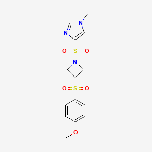 molecular formula C14H17N3O5S2 B2505191 4-((3-((4-methoxyphenyl)sulfonyl)azetidin-1-yl)sulfonyl)-1-methyl-1H-imidazole CAS No. 1797690-74-4