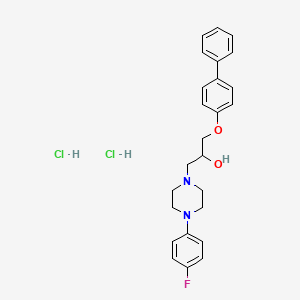 molecular formula C25H29Cl2FN2O2 B2505199 1-([1,1'-Biphenyl]-4-yloxy)-3-(4-(4-fluorophenyl)piperazin-1-yl)propan-2-ol dihydrochloride CAS No. 1215418-60-2