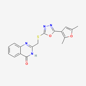 molecular formula C17H14N4O3S B2505200 2-(((5-(2,5-dimethylfuran-3-yl)-1,3,4-oxadiazol-2-yl)thio)methyl)quinazolin-4(3H)-one CAS No. 1021230-36-3