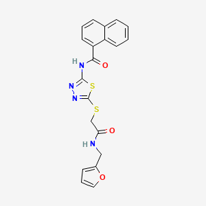 molecular formula C20H16N4O3S2 B2505218 N-(5-((2-((furan-2-ylmethyl)amino)-2-oxoethyl)thio)-1,3,4-thiadiazol-2-yl)-1-naphthamide CAS No. 868973-76-6