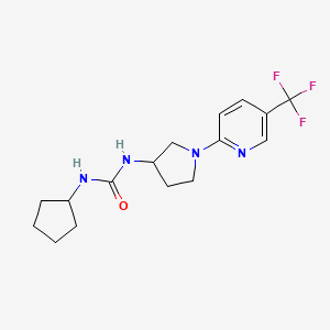 molecular formula C16H21F3N4O B2505222 1-环戊基-3-(1-(5-(三氟甲基)吡啶-2-基)吡咯烷-3-基)脲 CAS No. 1797708-15-6
