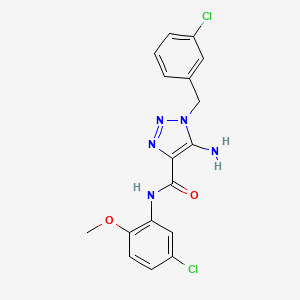molecular formula C17H15Cl2N5O2 B2505228 5-amino-N-(5-chloro-2-methoxyphenyl)-1-[(3-chlorophenyl)methyl]triazole-4-carboxamide CAS No. 899973-66-1