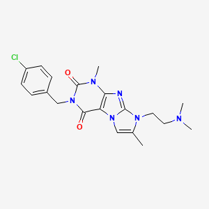 molecular formula C20H23ClN6O2 B2505246 3-(4-chlorobenzyl)-8-(2-(dimethylamino)ethyl)-1,7-dimethyl-1H-imidazo[2,1-f]purine-2,4(3H,8H)-dione CAS No. 919008-76-7
