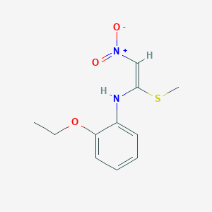 molecular formula C11H14N2O3S B2505257 2-乙氧基-N-[(E)-1-(甲硫基)-2-硝基乙烯基]苯胺 CAS No. 144341-33-3
