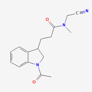 molecular formula C16H19N3O2 B2505273 3-(1-Acetyl-2,3-dihydroindol-3-yl)-N-(cyanomethyl)-N-methylpropanamide CAS No. 2223883-81-4