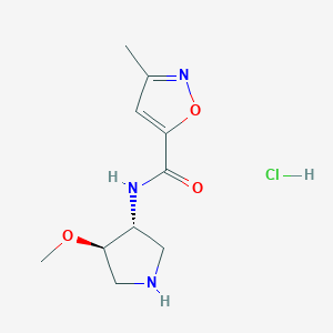 molecular formula C10H16ClN3O3 B2505279 N-[(3R,4R)-4-甲氧基吡咯烷-3-基]-3-甲基-1,2-恶唑-5-甲酰胺；盐酸盐 CAS No. 2219379-15-2