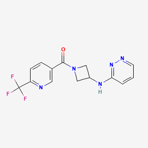 molecular formula C14H12F3N5O B2505282 N-{1-[6-(trifluoromethyl)pyridine-3-carbonyl]azetidin-3-yl}pyridazin-3-amine CAS No. 2097918-52-8