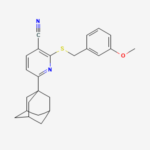 molecular formula C24H26N2OS B2505285 6-(1-Adamantyl)-2-[(3-methoxybenzyl)sulfanyl]nicotinonitrile CAS No. 625371-48-4