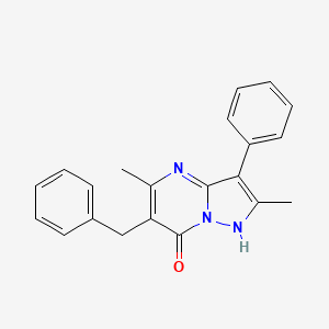 molecular formula C21H19N3O B2505291 6-benzyl-2,5-dimethyl-3-phenylpyrazolo[1,5-a]pyrimidin-7(4H)-one CAS No. 331434-03-8