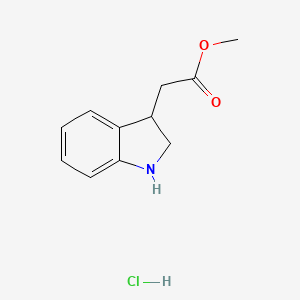 molecular formula C11H14ClNO2 B2505292 Methyl 2-(2,3-dihydro-1H-indol-3-yl)acetate;hydrochloride CAS No. 2126162-00-1