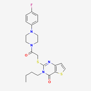 molecular formula C22H25FN4O2S2 B2505296 3-丁基-2-({2-[4-(4-氟苯基)哌嗪-1-基]-2-氧代乙基}硫代)噻吩[3,2-d]嘧啶-4(3H)-酮 CAS No. 1252815-75-0