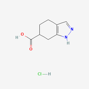molecular formula C8H11ClN2O2 B2505298 4,5,6,7-四氢-1H-吲唑-6-羧酸；盐酸盐 CAS No. 2470438-35-6