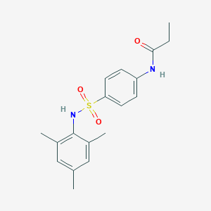 molecular formula C18H22N2O3S B250530 N-{4-[(mesitylamino)sulfonyl]phenyl}propanamide 