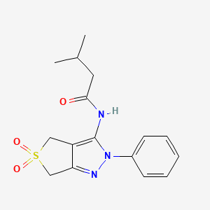 molecular formula C16H19N3O3S B2505300 N-(5,5-dioxido-2-phenyl-4,6-dihydro-2H-thieno[3,4-c]pyrazol-3-yl)-3-methylbutanamide CAS No. 681265-33-8