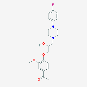 molecular formula C22H27FN2O4 B2505308 1-(4-(3-(4-(4-Fluorophenyl)piperazin-1-yl)-2-hydroxypropoxy)-3-methoxyphenyl)ethanone CAS No. 667891-22-7
