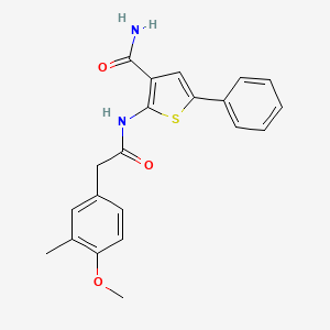 molecular formula C21H20N2O3S B2505313 2-(2-(4-Methoxy-3-methylphenyl)acetamido)-5-phenylthiophene-3-carboxamide CAS No. 946228-34-8