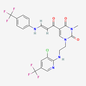 molecular formula C23H18ClF6N5O3 B2505317 1-(2-{[3-chloro-5-(trifluoromethyl)-2-pyridinyl]amino}ethyl)-3-methyl-5-{3-[4-(trifluoromethyl)anilino]acryloyl}-2,4(1H,3H)-pyrimidinedione CAS No. 338770-35-7