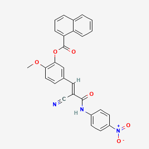 molecular formula C28H19N3O6 B2505324 萘-1-羧酸[5-[(E)-2-氰基-3-(4-硝基苯胺基)-3-氧代-1-烯基]-2-甲氧基苯基]酯 CAS No. 380478-21-7
