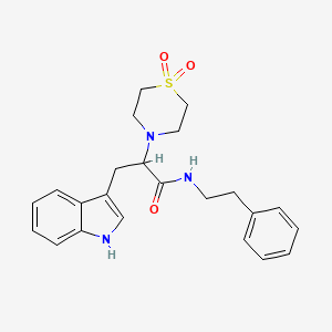 molecular formula C23H27N3O3S B2505327 2-(1,1-dioxo-1lambda~6~,4-thiazinan-4-yl)-3-(1H-indol-3-yl)-N-phenethylpropanamide CAS No. 478040-67-4