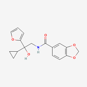 molecular formula C17H17NO5 B2505330 N-(2-环丙基-2-(呋喃-2-基)-2-羟乙基)苯并[d][1,3]二氧杂环-5-甲酰胺 CAS No. 1396793-66-0