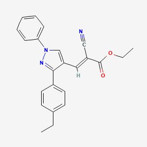 molecular formula C23H21N3O2 B2505331 (E)-乙烯基-2-氰基-3-(3-(4-乙基苯基)-1-苯基-1H-吡唑-4-基)丙烯酸酯 CAS No. 475626-53-0