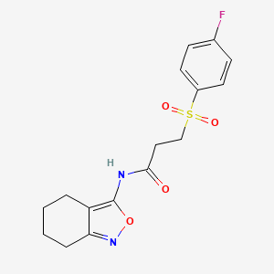 molecular formula C16H17FN2O4S B2505336 3-((4-氟苯基)磺酰基)-N-(4,5,6,7-四氢苯并[c]异恶唑-3-基)丙酰胺 CAS No. 946322-78-7
