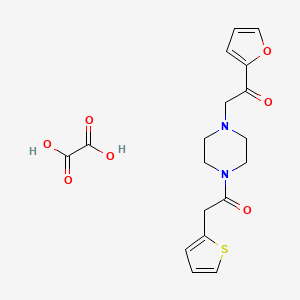 molecular formula C18H20N2O7S B2505342 草酰酸1-(呋喃-2-基)-2-(4-(2-(噻吩-2-基)乙酰基)哌嗪-1-基)乙酮 CAS No. 1351643-74-7