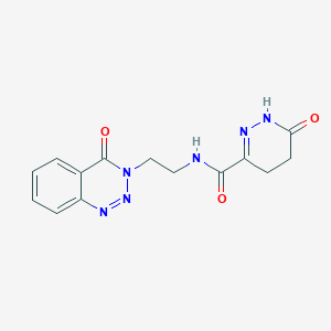 molecular formula C14H14N6O3 B2505382 6-oxo-N-(2-(4-oxobenzo[d][1,2,3]triazin-3(4H)-yl)ethyl)-1,4,5,6-tetrahydropyridazine-3-carboxamide CAS No. 2034318-28-8