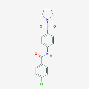 molecular formula C17H17ClN2O3S B250539 4-chloro-N-[4-(1-pyrrolidinylsulfonyl)phenyl]benzamide 
