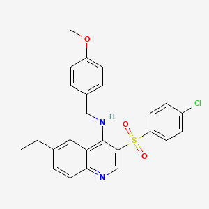 molecular formula C25H23ClN2O3S B2505418 3-((4-氯苯基)磺酰基)-6-乙基-N-(4-甲氧基苄基)喹啉-4-胺 CAS No. 895647-17-3
