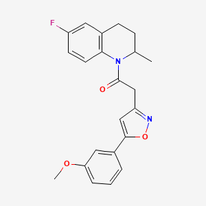 molecular formula C22H21FN2O3 B2505423 1-(6-氟-2-甲基-3,4-二氢喹啉-1(2H)-基)-2-(5-(3-甲氧基苯基)异恶唑-3-基)乙酮 CAS No. 953252-61-4