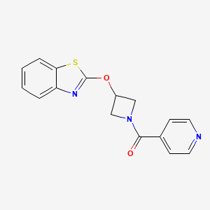 molecular formula C16H13N3O2S B2505429 （3-(苯并[d]噻唑-2-氧代)氮杂环丁烷-1-基)(吡啶-4-基)甲酮 CAS No. 1787918-54-0