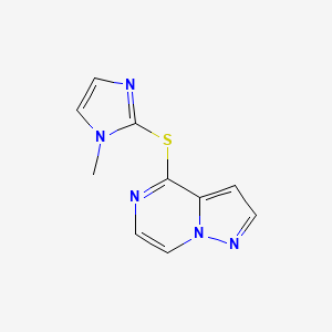molecular formula C10H9N5S B2505435 4-((1-甲基-1H-咪唑-2-基)硫代)吡唑并[1,5-a]哒嗪 CAS No. 2320955-51-7