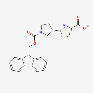 molecular formula C23H20N2O4S B2505437 2-[1-(9H-Fluoren-9-ylmethoxycarbonyl)pyrrolidin-3-yl]-1,3-thiazole-4-carboxylic acid CAS No. 2247103-79-1