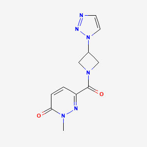 molecular formula C11H12N6O2 B2505440 6-(3-(1H-1,2,3-triazol-1-yl)azetidine-1-carbonyl)-2-methylpyridazin-3(2H)-one CAS No. 2034362-35-9