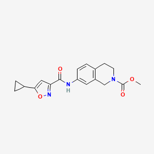 molecular formula C18H19N3O4 B2505441 methyl 7-(5-cyclopropylisoxazole-3-carboxamido)-3,4-dihydroisoquinoline-2(1H)-carboxylate CAS No. 1448135-46-3