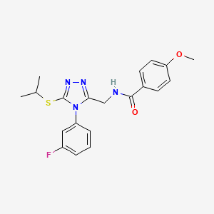 molecular formula C20H21FN4O2S B2505442 N-((4-(3-fluorophenyl)-5-(isopropylthio)-4H-1,2,4-triazol-3-yl)methyl)-4-methoxybenzamide CAS No. 476450-03-0