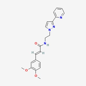 molecular formula C21H22N4O3 B2505448 (E)-3-(3,4-dimethoxyphenyl)-N-(2-(3-(pyridin-2-yl)-1H-pyrazol-1-yl)ethyl)acrylamide CAS No. 1448139-67-0